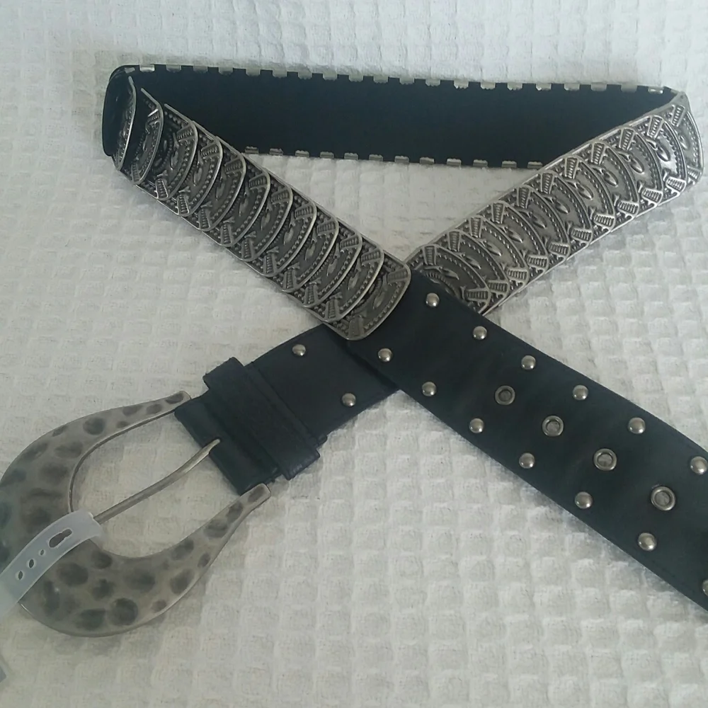 No Boundaries Stretch Faux Leather & Metal Belt NWT